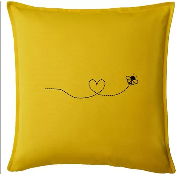 Polštář Dráha letu včely - srdce - Polštář 50x50 - 50x50 - Pouze potah ( Žlutá )