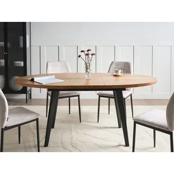 Rozkládací jídelní stůl hnědý MDF kovové nohy motýlí mechanismus moderní styl kuchyně jídelna Beliani