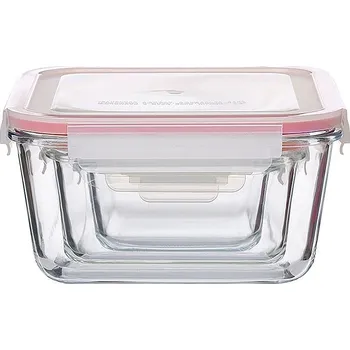 Dóza na potraviny Dóza čtvercová MagicHome, borosilikátové sklo/PP, Clip, sada 3ks