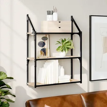 Knihovna vidaXL 3patrová nástěnná police 60x21x78,5 cm kompozitní dřevo [835451] Barva: dub sonoma