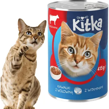 Krmivo pro kočku Krmivo Vlhké Pro Kočky Hovězí maso v omáčce Kitka Plechovka Polská 415 g