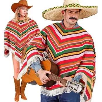 MEXICKÉ PONČO MEXIKO BAREVNÉ S TŘÁSNĚMI KARNEVAL