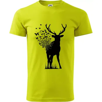 Pánské tričko Deer Butterfly - Klasické pánské triko vyšší gramáže - XS ( Limetková )