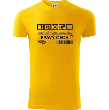 Pánské tričko Čárový kód - Pravý Čech - Viper FIT - Pánské zůžené tričko - S ( Žlutá )