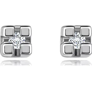 Náušnice Náušnice v bílém 14K zlatě - kulatý briliant čiré barvy, 1,25 mm