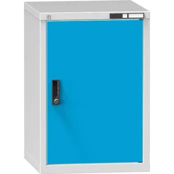 Dílenská skříňka KOMBI, v x š x h: 840 x 578 x 630 mm, 1 x dvířka, barva šedá RAL7035/modrá RAL5012