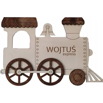 Lampička Noční lampa LED dřevěná pro děti LOKOMOTIVA, lampička se jménem dítěte