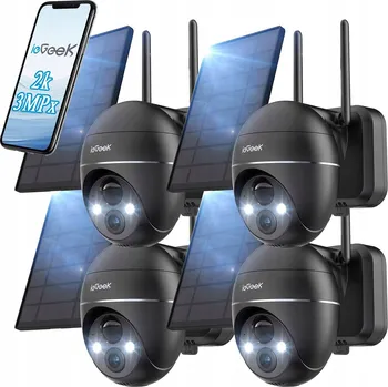 IP kamera EXTERNÍ SOLÁRNÍ KAMERA 2K WIFI OTOČNÁ 3MPX 4X ZOOM PIR 9000MAH FHD x 4