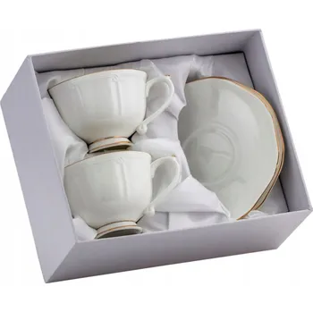 Sada šálků 200 ml + podšálky, elegantní sada 2 ks, kostní porcelán
