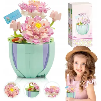 ostatní stavebnice STAVEBNICE KVĚTINOVÁ KYTICE V KVĚTINÁČI ORCHIDEJ STAVEBNICE KVĚTINY 608 DÍLKŮ ORCHIDEJ