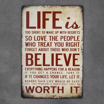 Obraz Dekorativní kovová cedule LIFE IS TOO SHORT