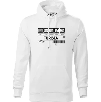 Pánská mikina Čárový Kód Turista - Mikina pánská Cape s kapucí - 4XL ( Bílá )