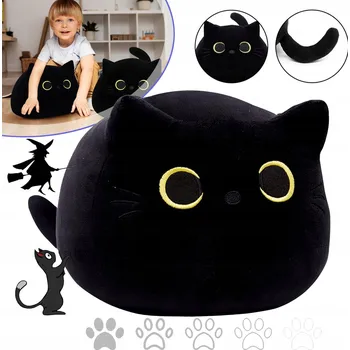 plyšák 45CM PLYŠOVÝ MAZILOVÝ POLŠTÁŘ , PLYŠOVÁ HRAČKA ČERNÁ KOČKA , DÁREK