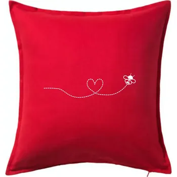 Polštář Dráha letu včely - srdce - Polštář 50x50 - 50x50 - Pouze potah ( Červená )