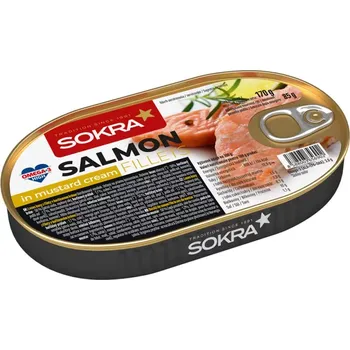 konzervovaná ryba Sokra Losos filety v hořčičném krému 170g