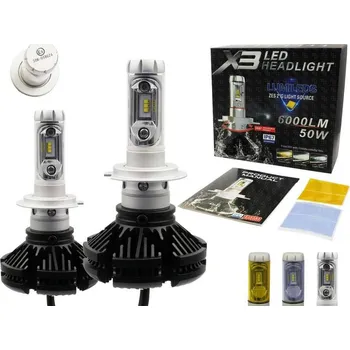 Autožárovka LED HEADLIGHT H7 - F3-X3 6000LM 50W IP67 - 3000K / 6500K / 8000K