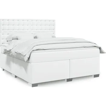 Postel vidaXL Box spring postel s matrací 180x200 cm umělá kůže [3290733] Barva: Bílá