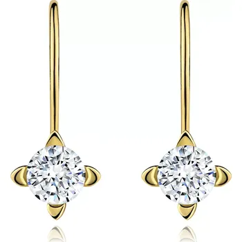 Náušnice Zlaté náušnice 585 - broušený čirý zirkon zasazený ve čtyřcípém kotlíku