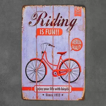 Obraz Dekorativní kovová cedule RIDING IS FUN