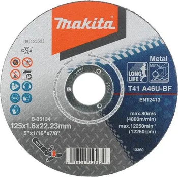 Brusný kotouč MAKITA B-35134 řezný kotouč 125x1,6x22,2mm na ocel
