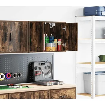 Dílenský stůl vidaXL Garážová nástěnná skříňka Dřevěné konstrukce [860659] Barva: kouřový dub