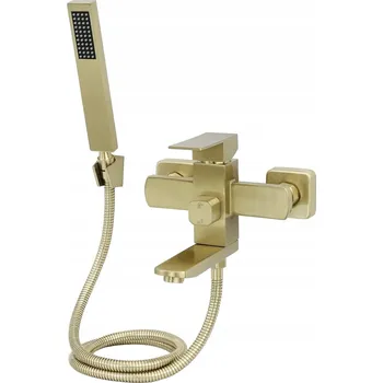 Vodovodní baterie Nástěnná vanová baterie s jednou pákou, rustikální úchyty, Modern zlatá