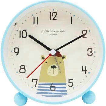 Hodiny Dětský budík Hodiny Medvídek Námořník TICHÝ MECHANISMUS kovový 11cm