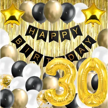 Balónek SADA BALÓNKŮ 30 narozeninová párty dekorace třicetiny + závěs