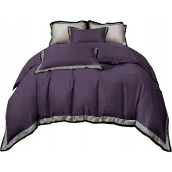 Povlečení Povlečení 160x200, jednobarevná lilek , vzorovaná, volánové sklady