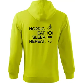 Pánská móda Nordic walking eat sleep - Mikina s kapucí na zip trendy zipper - 3XL ( Limetková )