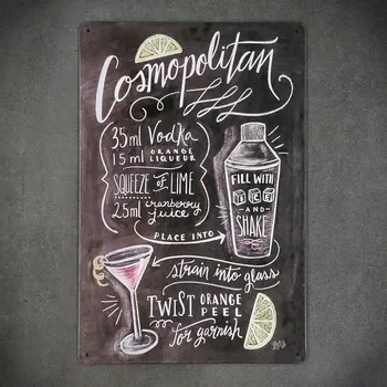 Obraz Dekorativní kovová cedule COSMOPOLITAN