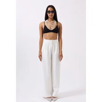 Black Fashion Bílé palazzo kalhoty Clean Shape Velikost: 38 (M)