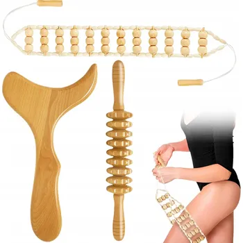 Masážní přístroj Masážní Přístroj Dřevěný Manuální Masážní Přístroj pro Sportovce a Lidi se Sedavým Zaměstnáním, Antistresový