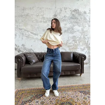 Pánské kalhoty Cream Rouge Džínové kalhoty s páskem v pase – tmavě modré Velikost: 36 (S)