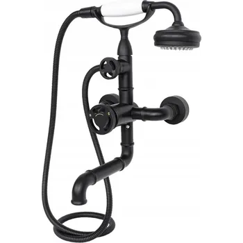 Vodovodní baterie Nástěnná vanová baterie Rustikální Úchyty Tubes černá