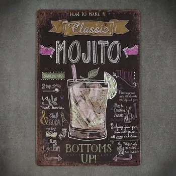 Obraz Dekorativní kovová cedule MOJITO BOTTOMS UP