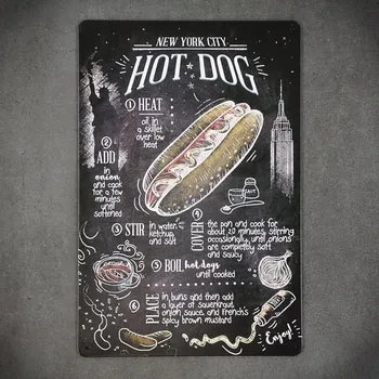 Obraz Dekorativní kovová cedule HOT-DOG