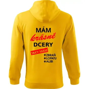 Pánská mikina Mám krásné dcery, taky mám... - Mikina s kapucí na zip trendy zipper - M ( Žlutá )