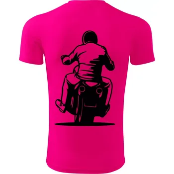 Motorkář na zádech - chopper - Dětské triko sportovní (dresovina) - 146 cm/10 let ( Neon Pink )