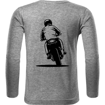 Chlapecké tričko Motorkář na zádech - silnice - Triko dětské Long Sleeve - 158 cm/12 let ( Tmavě šedý melír )