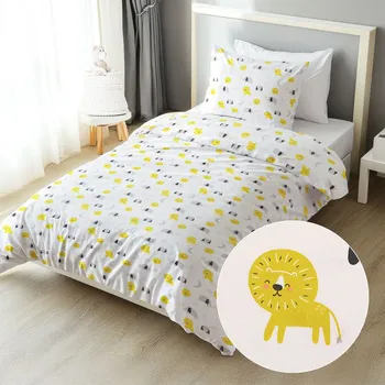 Povlečení Dětské bavlněné ložní povlečení Sandra SA-649 Sloni a lvi na bílém Jednolůžko 140x200 a 70x90 cm