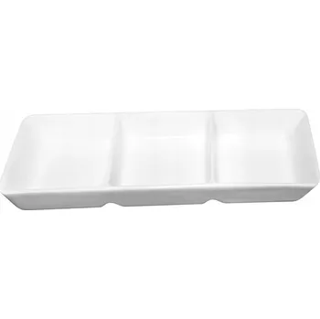 Porcelánová degustační miska, 3 sekce, bílá, 21 x 9 cm