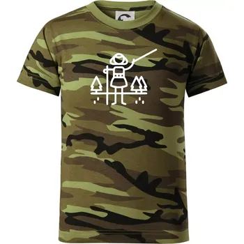 Nordic walking ikona - Dětské maskáčové triko - 146 cm/10 let ( Zelený maskáč )