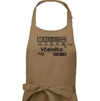 Kuchyňská zástěra Čárový kód včelařka - Dámská zástěra na vaření - Univerzální velikost ( Cappuccino )