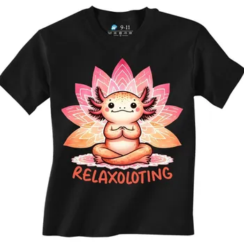 Chlapecké tričko Dětské tričko Meditující Axolotl Relaxoloting (Velikost: 3-4, Barva: Černá)