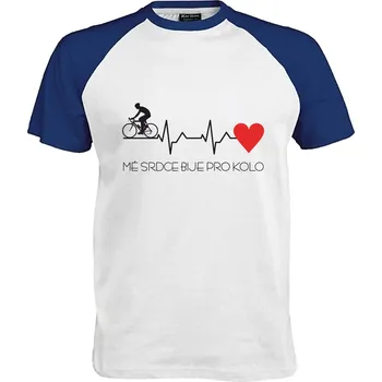 Pánské tričko Tričko Mé srdce bije pro kolo | Puls Druh: Pánské, Barva: Royal | Bílá, Velikost: XL
