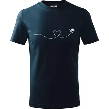 Chlapecké tričko Dráha letu včely - srdce - Tričko dětské bavlněné - 134 cm/8 let ( Námořní modrá (velmi tmavá - téměř černá) )