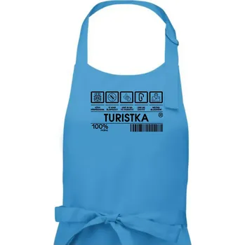 Kuchyňská zástěra Čárový Kód Turistka - Dámská zástěra na vaření - Univerzální velikost ( Světlý tyrkys )
