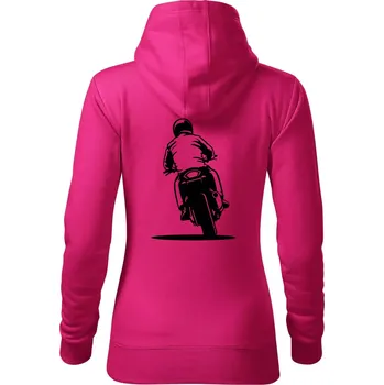 Dámská mikina Motorkář na zádech - silnice - Mikina dámská Cape s kapucí - 2XL ( Purpurová )