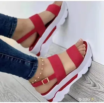 Dámské sandále Dámské sandály na platformě pro volný čas Barva: Červená, Velikost: 41